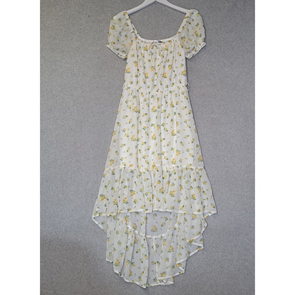 Madden Girl Women’s Small High Low Dress Yellow Roses Coquette Fairy Festival